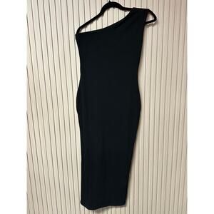 JLUXLABEL One Shoulder Bodycon Midi Dress Black Size XL